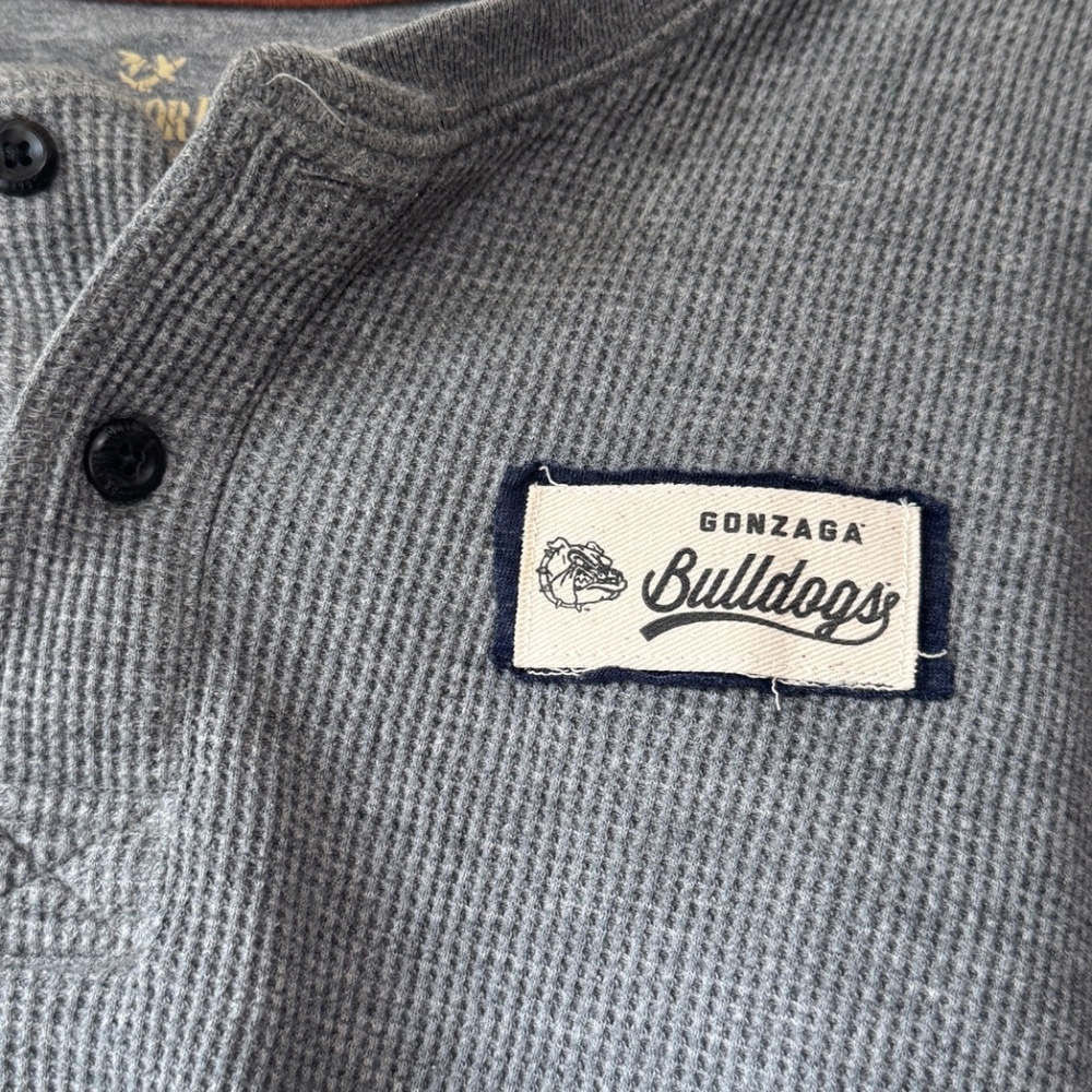 Gonzaga Bulldogs cropped vintage reworked long sleeve thermal henley large - Picture 3 of 4